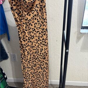 bebe Leopard Print Maxi dress in Camel and Black